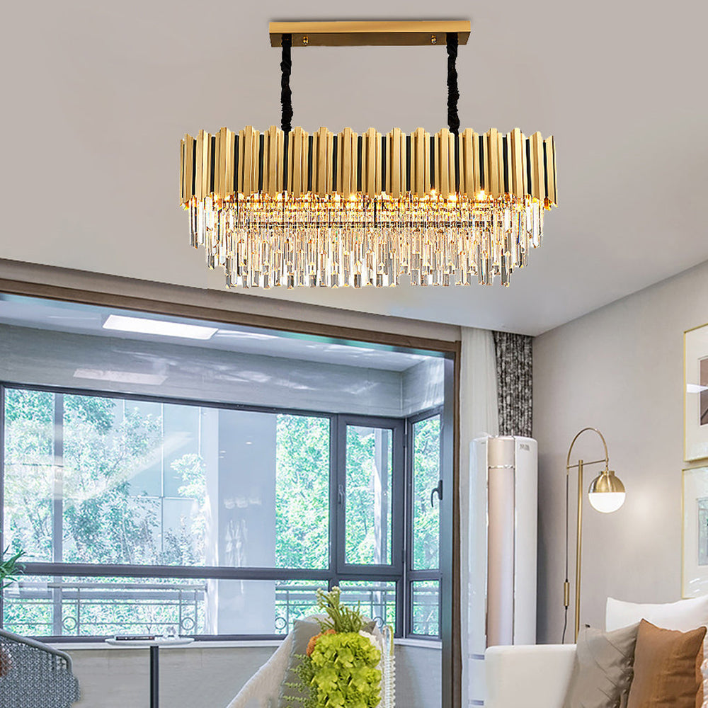 Modern Minimalist LED Crystal Chandelier for Living, Dining, or Bedroom