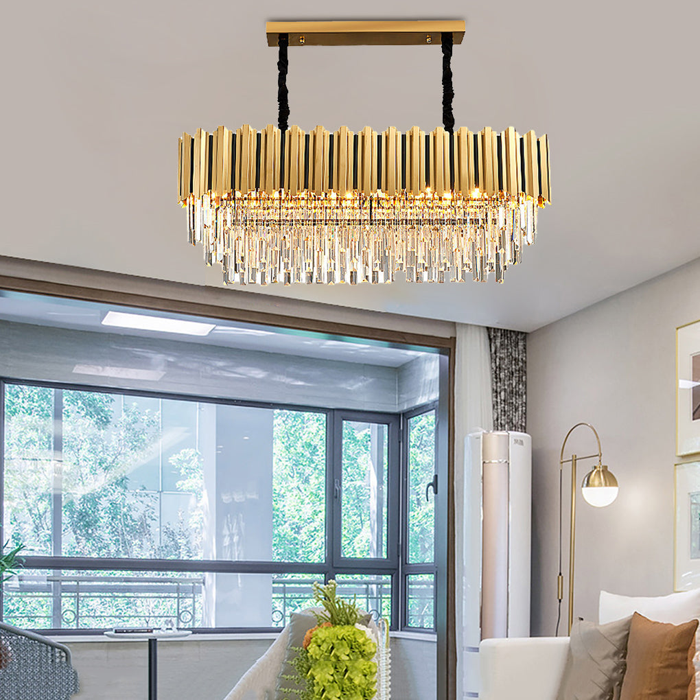 Modern Minimalist LED Crystal Chandelier for Living, Dining, or Bedroom