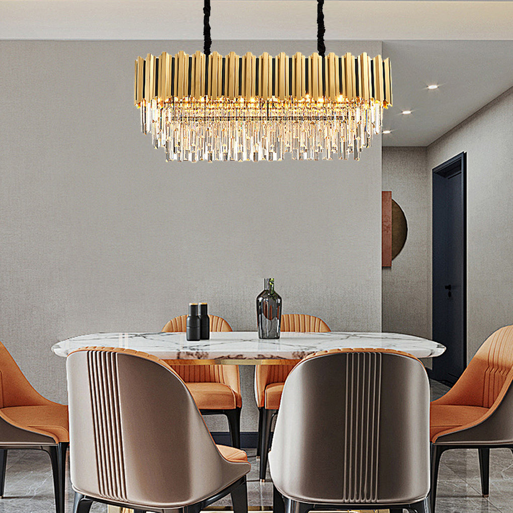 Modern Minimalist LED Crystal Chandelier for Living, Dining, or Bedroom