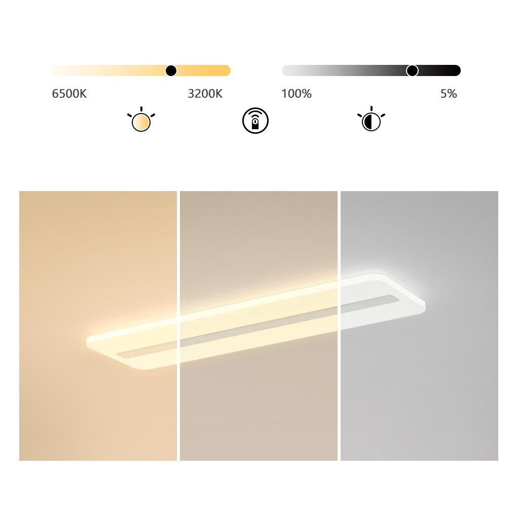 White 3-Step Dimming Rectangular LED Flush Mount Ceiling Light