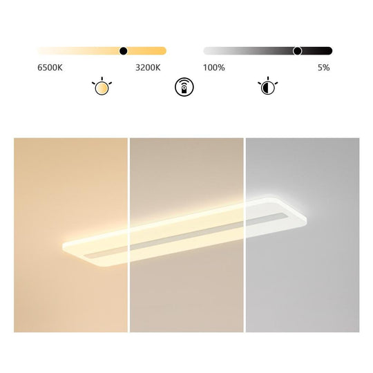 White 3-Step Dimming Rectangular LED Flush Mount Ceiling Light