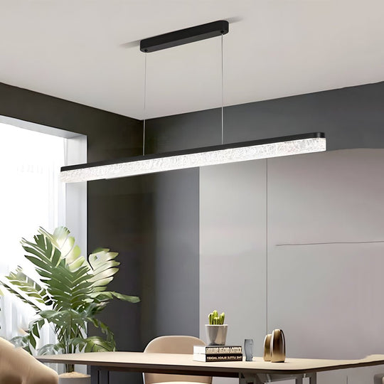 1-Light 47.24-Inch Black Linear Pendant Light – Modern Dimmable Island Lighting