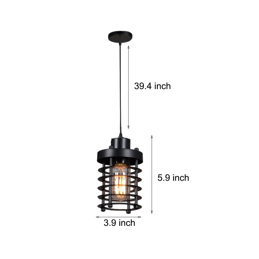 1 Light Aged Metallic Cage Kitchen Pendant Lighting Hanging Lamp