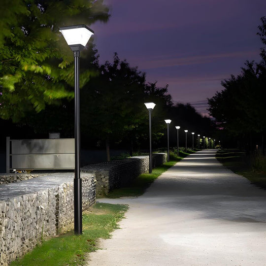 Black Solar LED Square Post Street Light – 98"/118" Options