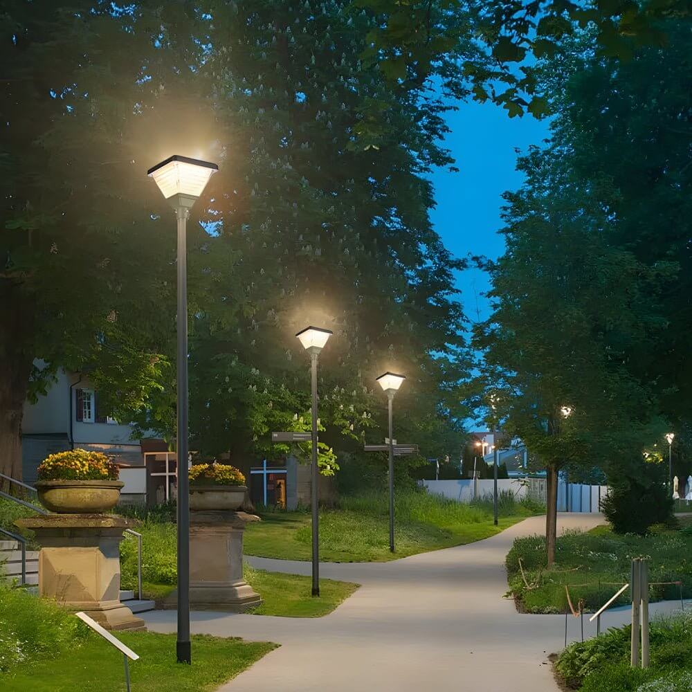 Black Solar LED Square Post Street Light – 98"/118" Options