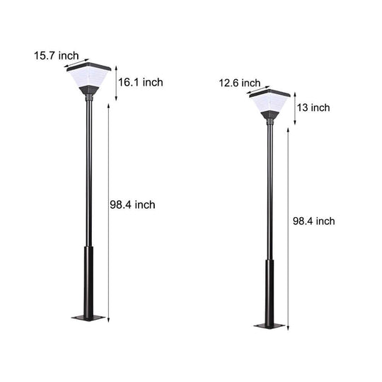 Black Solar LED Square Post Street Light – 98"/118" Options