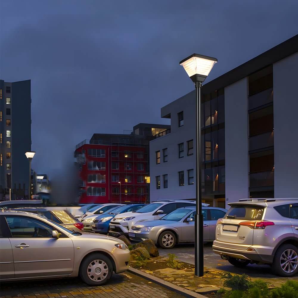 Black Solar LED Square Post Street Light – 98"/118" Options