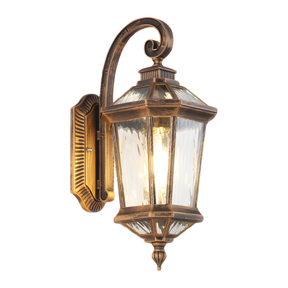 Black Outdoor Wall Lantern with Clear Water Glass