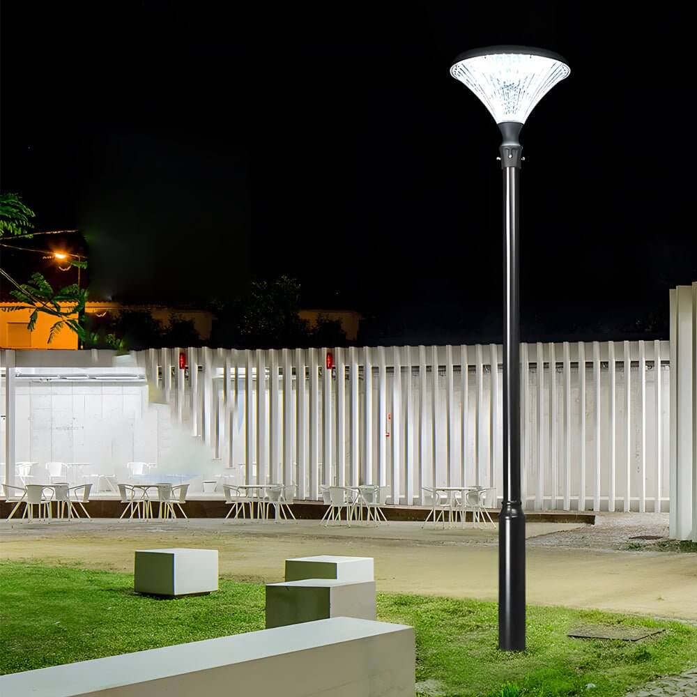 Black Solar Powered LED Outdoor Post Street Light