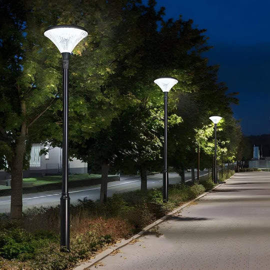 Black Solar Powered LED Outdoor Post Street Light