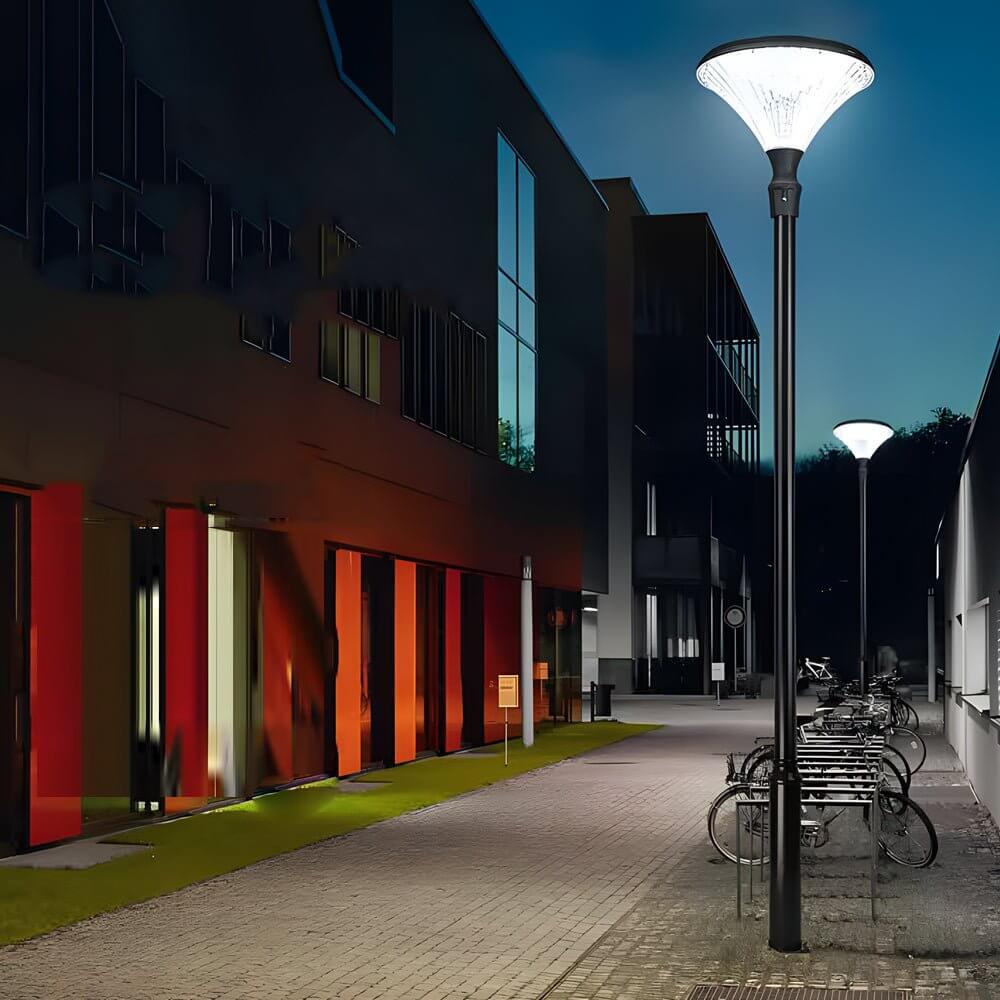 Black Solar Powered LED Outdoor Post Street Light