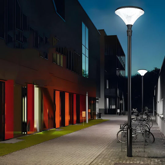 Black Solar Powered LED Outdoor Post Street Light