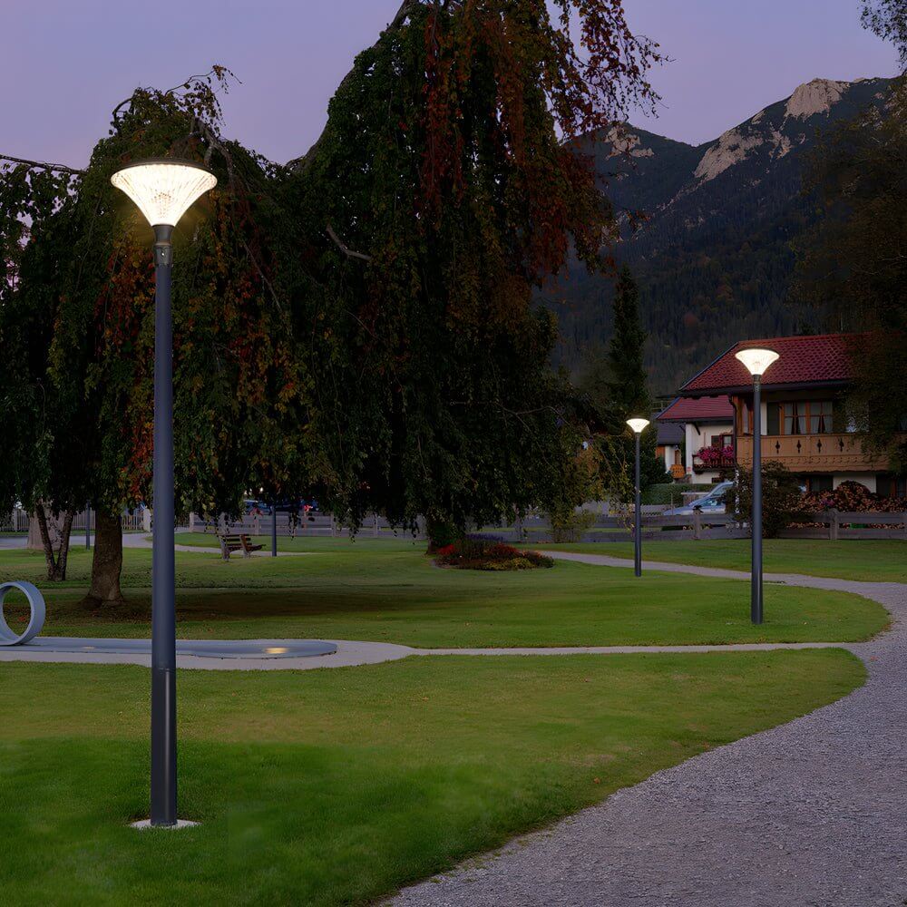 Black Solar Powered LED Outdoor Post Street Light