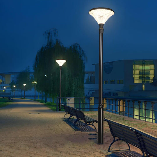 Black Solar Powered LED Outdoor Post Street Light