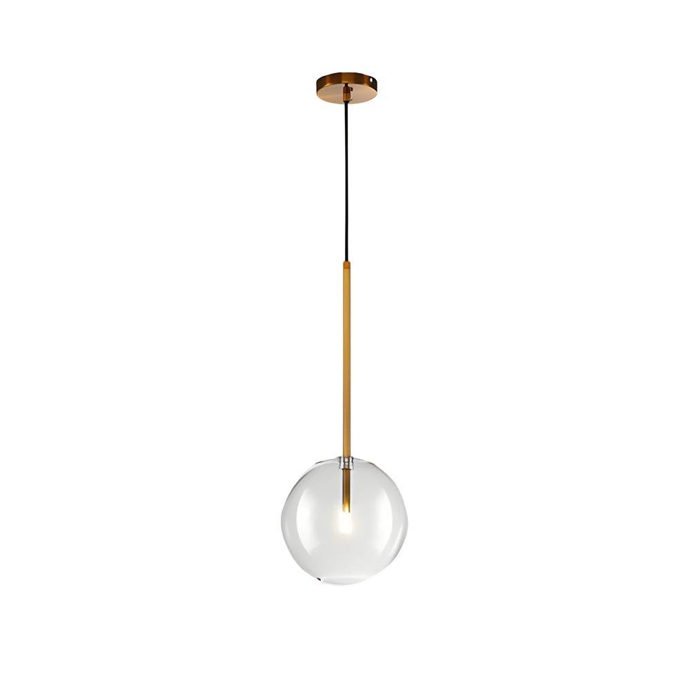 1-Light Clear Glass Globe Pendant Light – Modern Hanging Lighting Fixture