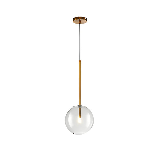 1-Light Clear Glass Globe Pendant Light – Modern Hanging Lighting Fixture