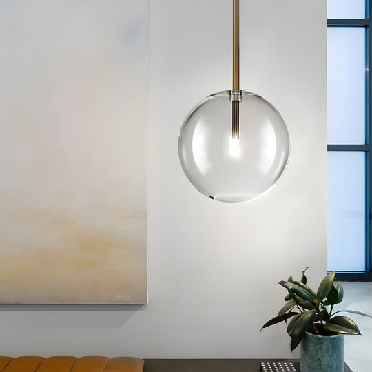 1-Light Clear Glass Globe Pendant Light – Modern Hanging Lighting Fixture