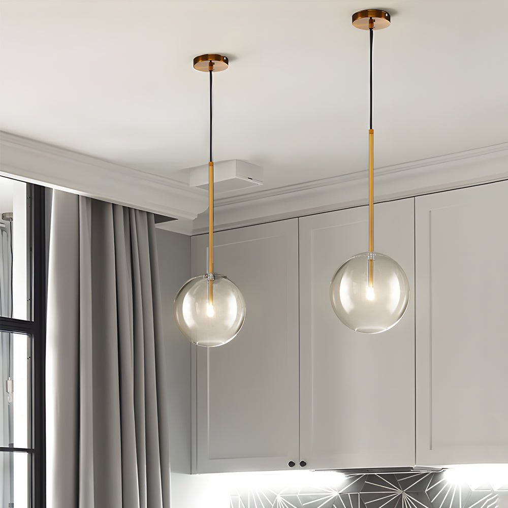 1-Light Clear Glass Globe Pendant Light – Modern Hanging Lighting Fixture