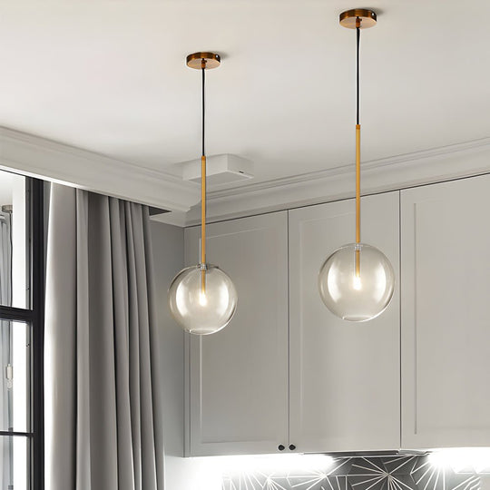 1-Light Clear Glass Globe Pendant Light – Modern Hanging Lighting Fixture