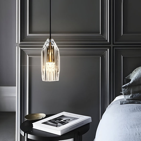 1 Light Clear Single Geometric Pendant with Crystal Accents