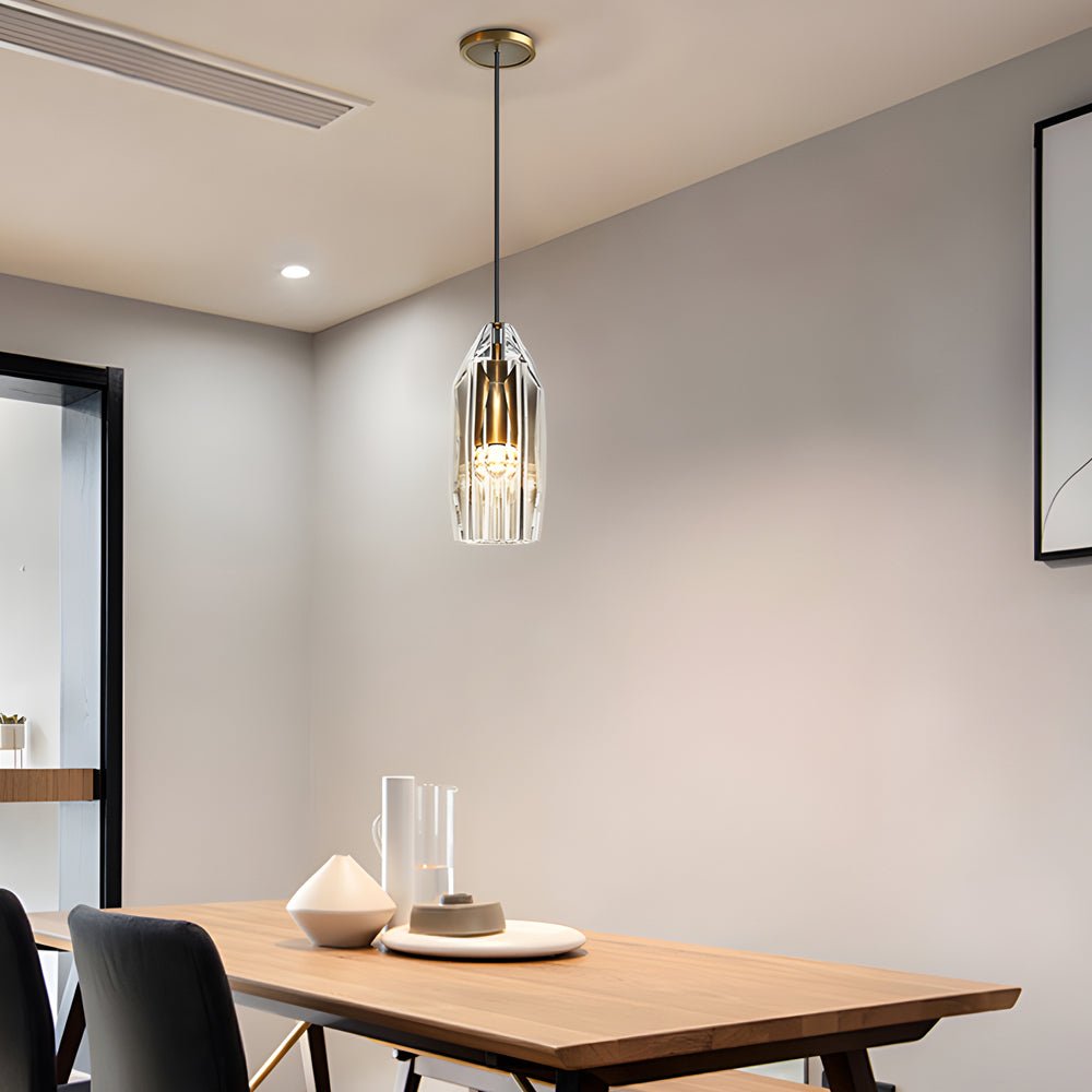 1 Light Clear Single Geometric Pendant with Crystal Accents