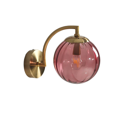 1-Light Curved Arm Wall Sconce with Multicolor Glass Shade