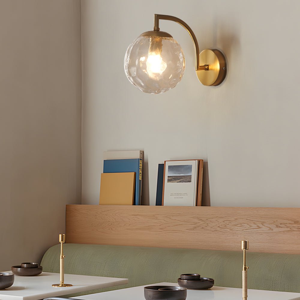 1-Light Curved Arm Wall Sconce with Multicolor Glass Shade