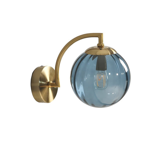 1-Light Curved Arm Wall Sconce with Multicolor Glass Shade