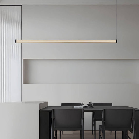 1 Light Glass Linear LED Island Pendant Light