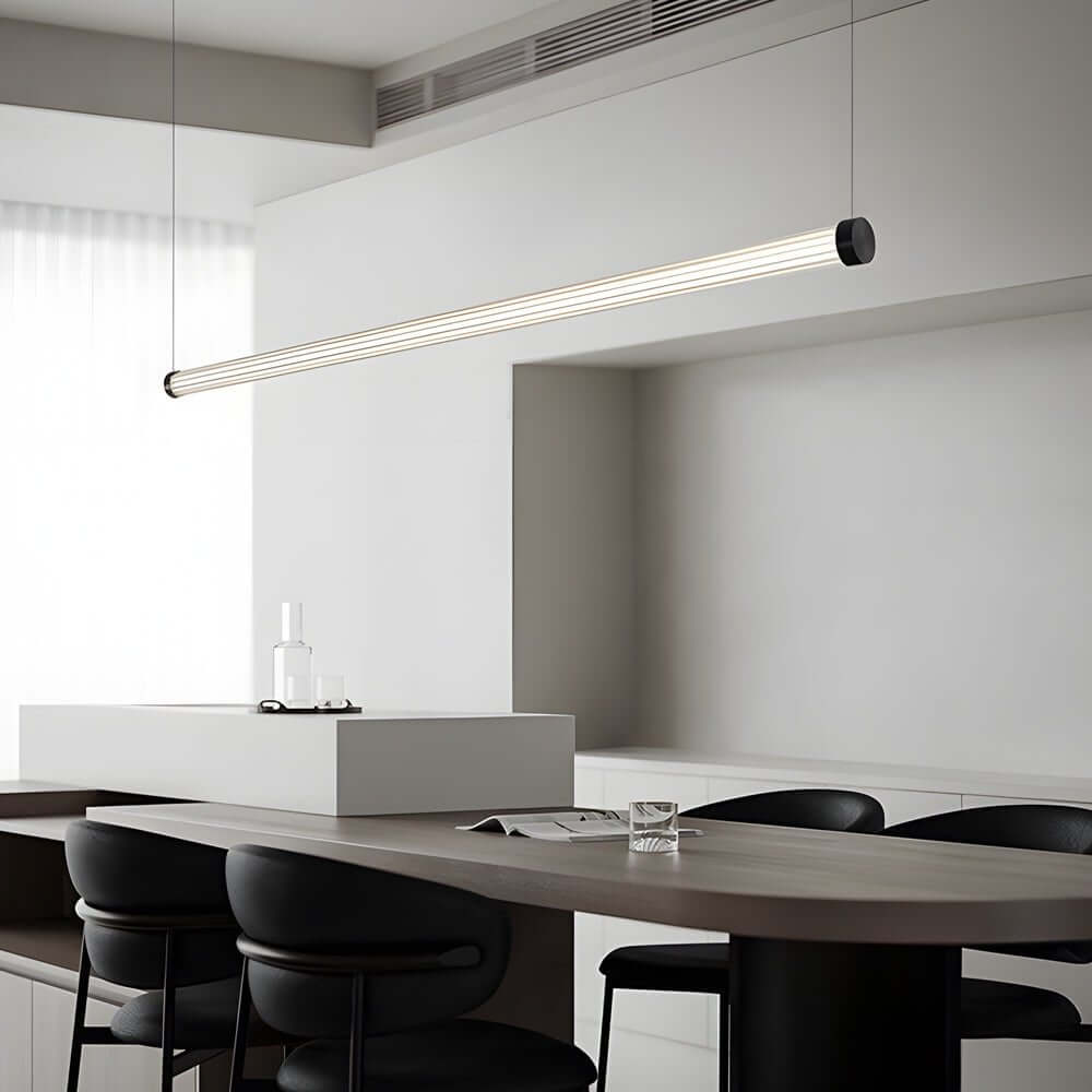 1 Light Glass Linear LED Island Pendant Light