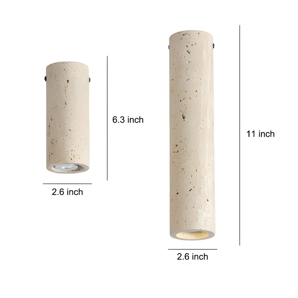 1 Light Modern Yellow Travertine Long Tube Ceiling Lamp for Hallway and Entrance