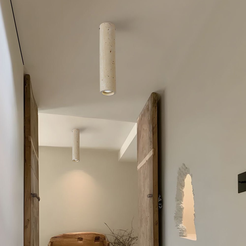 1 Light Modern Yellow Travertine Long Tube Ceiling Lamp for Hallway and Entrance