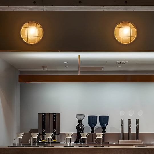 1-Light Retro Industrial Oval/Round Outdoor Wall Lights