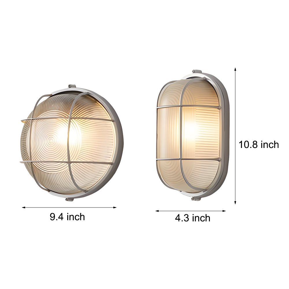 1-Light Retro Industrial Oval/Round Outdoor Wall Lights