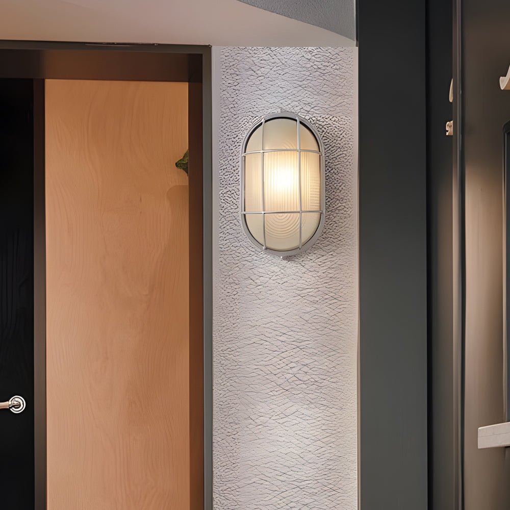 1-Light Retro Industrial Oval/Round Outdoor Wall Lights