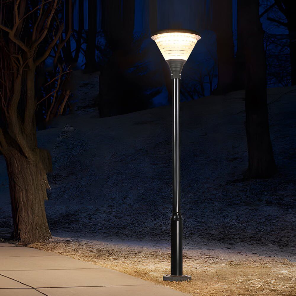 Round Solar LED Outdoor Lamp Post in Black