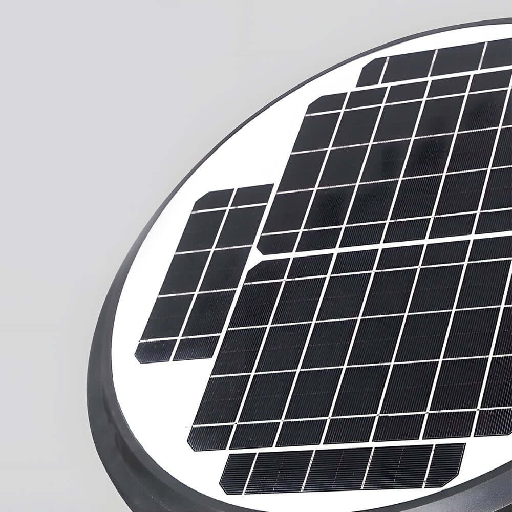 Round Solar LED Outdoor Lamp Post in Black