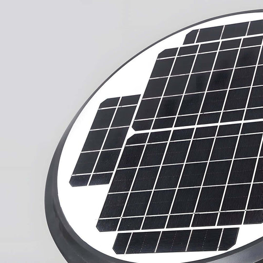 Round Solar LED Outdoor Lamp Post in Black