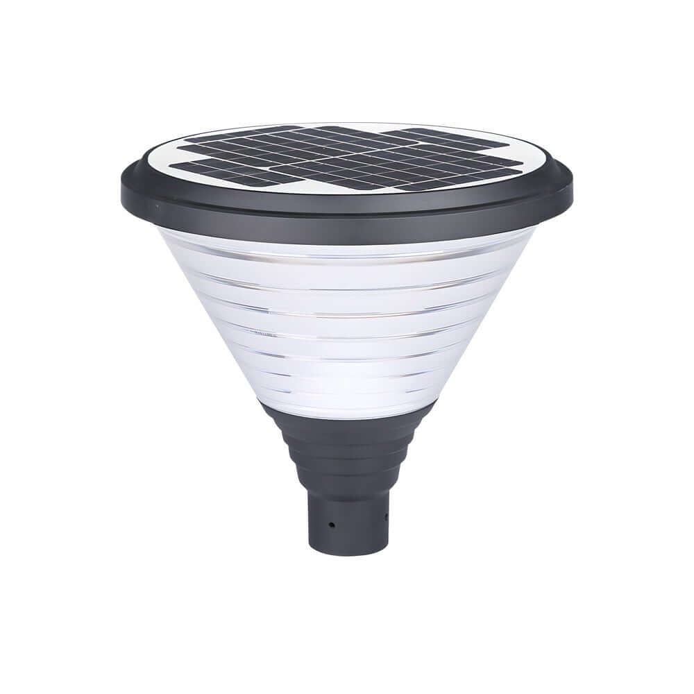 Round Solar LED Outdoor Lamp Post in Black