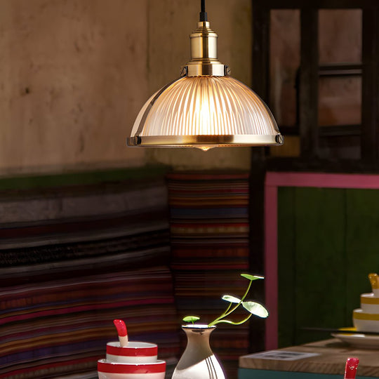 1 Light Striped Glass Shade Tungsten Wire 40W Pendant Lights