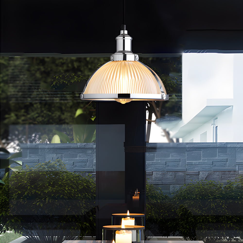 1 Light Striped Glass Shade Tungsten Wire 40W Pendant Lights