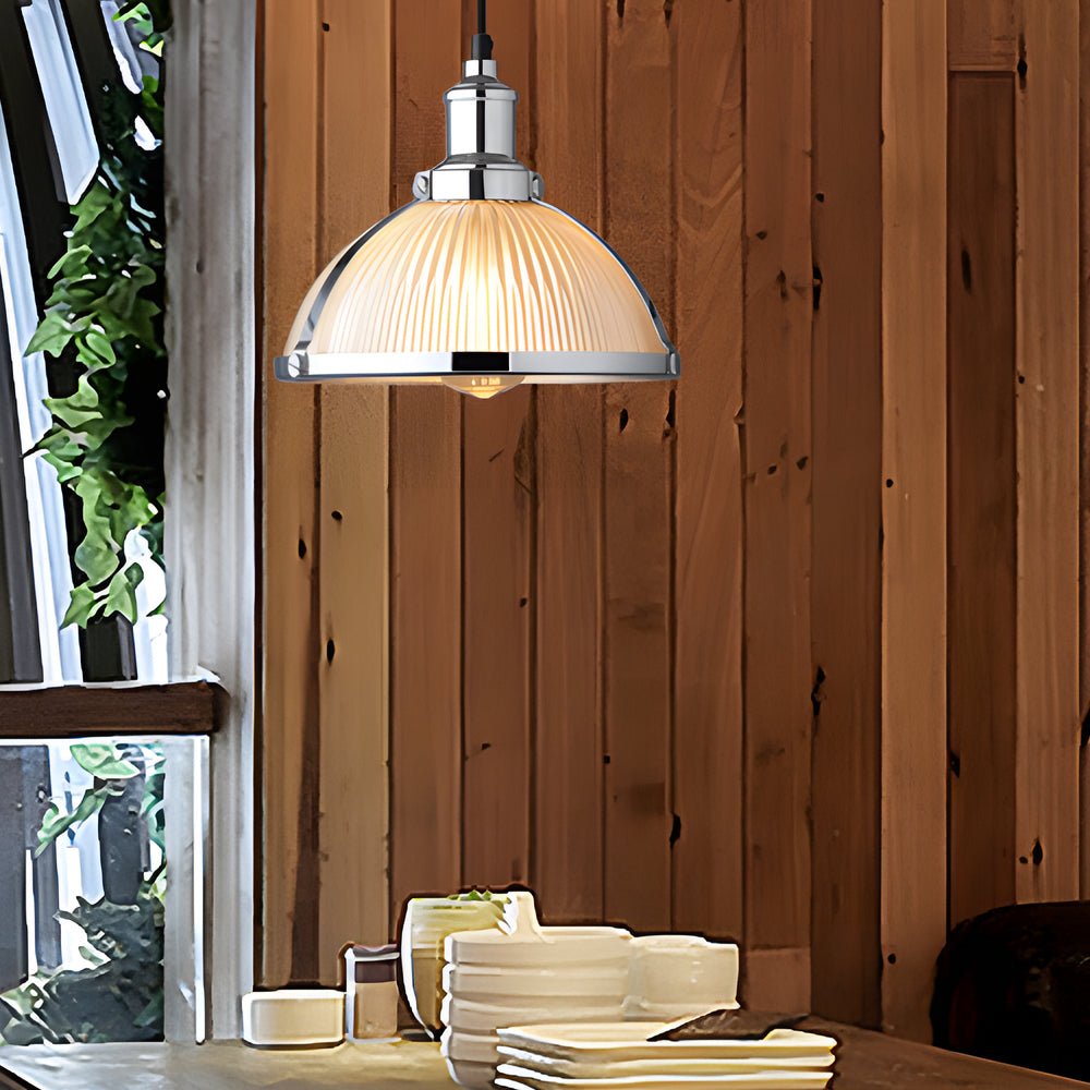 1 Light Striped Glass Shade Tungsten Wire 40W Pendant Lights