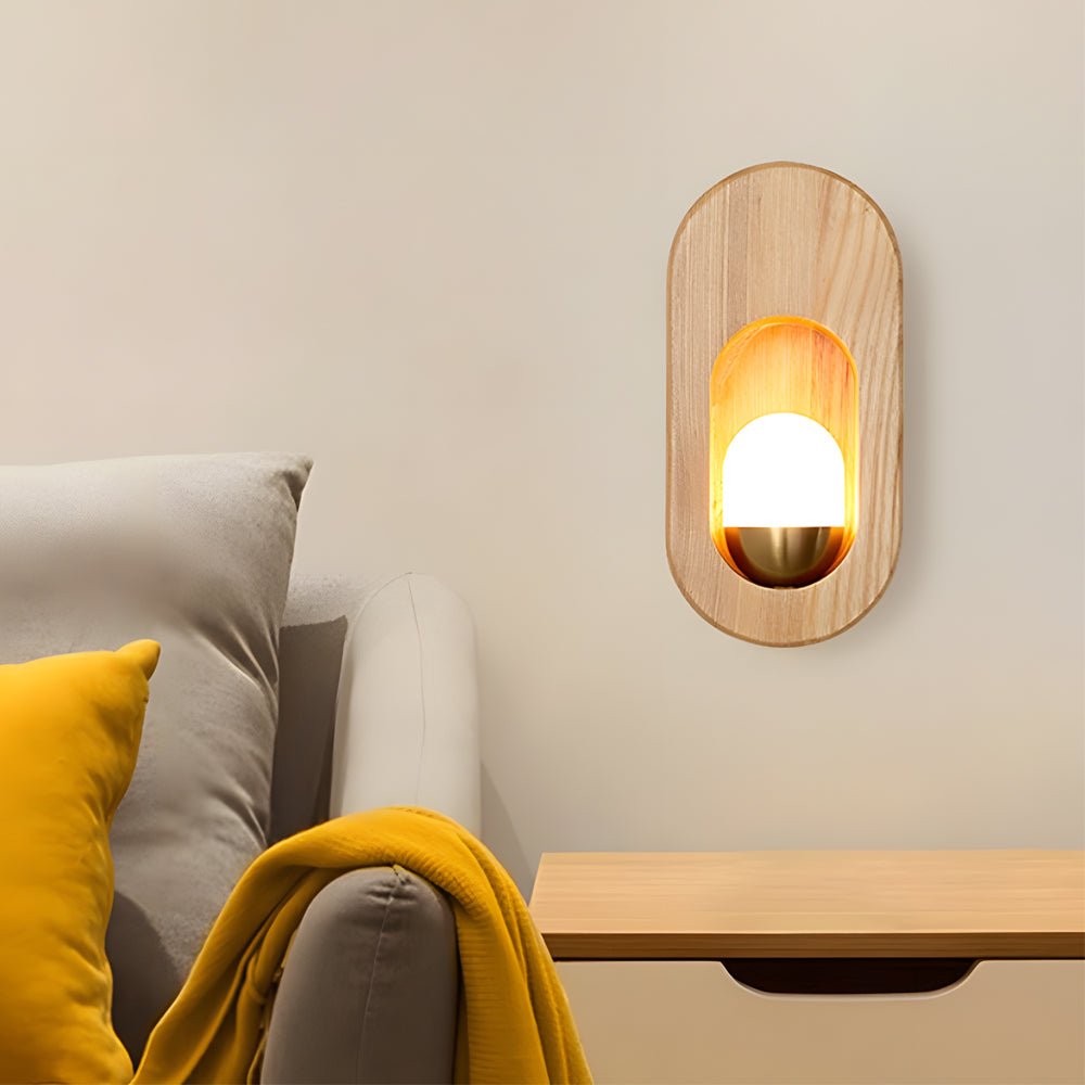 1-Light Wood Oval Wall Sconce