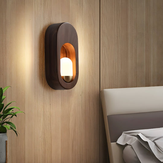 1-Light Wood Oval Wall Sconce
