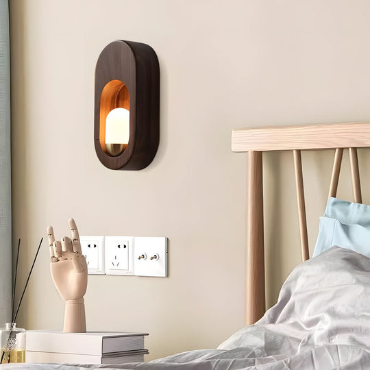 1-Light Wood Oval Wall Sconce