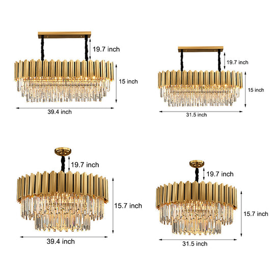 Modern Minimalist LED Crystal Chandelier for Living, Dining, or Bedroom