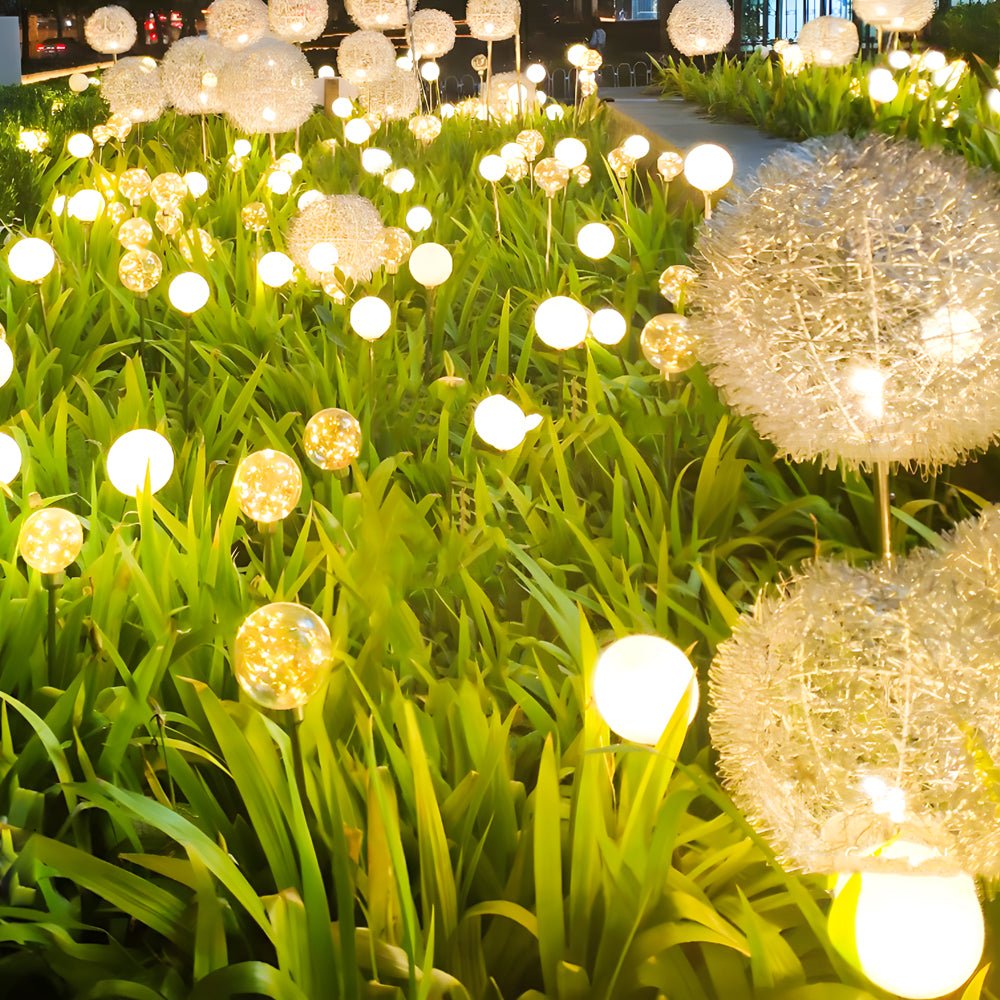 10-Piece Solar Dandelion LED Garden Pathway Lights Set