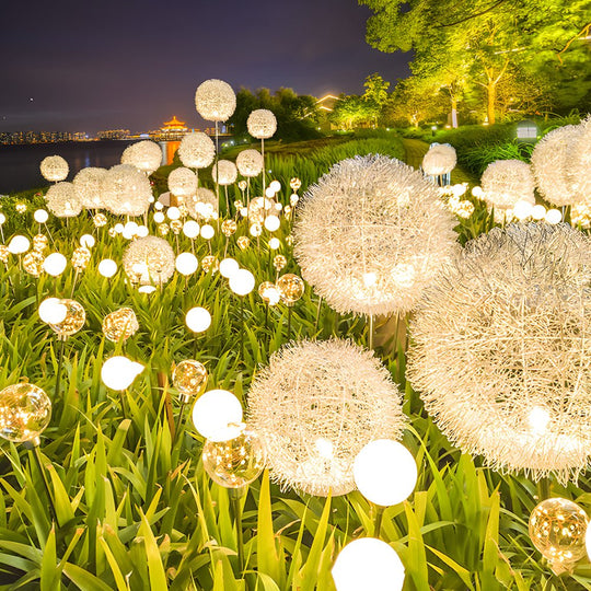 10-Piece Solar Dandelion LED Garden Pathway Lights Set