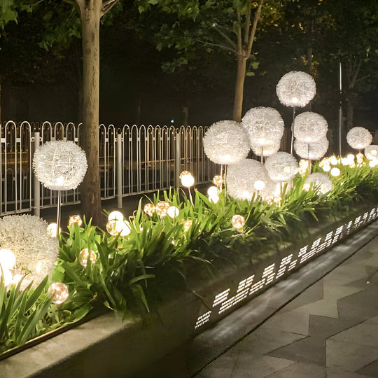 10-Piece Solar Dandelion LED Garden Pathway Lights Set