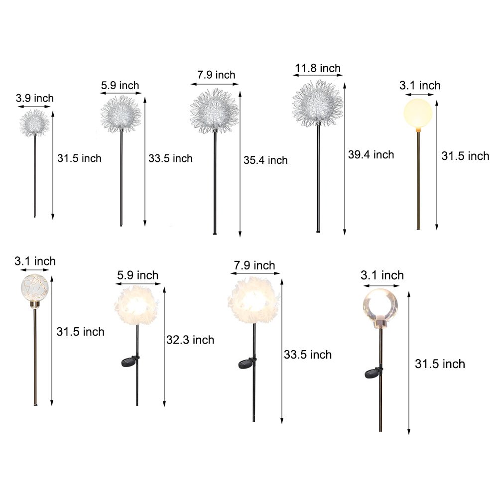 10-Piece Solar Dandelion LED Garden Pathway Lights Set